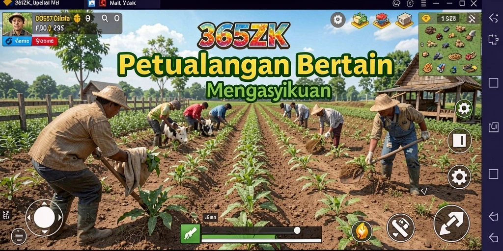 Tangkapan layar 365ZK menampilkan aktivitas bertani yang seru.