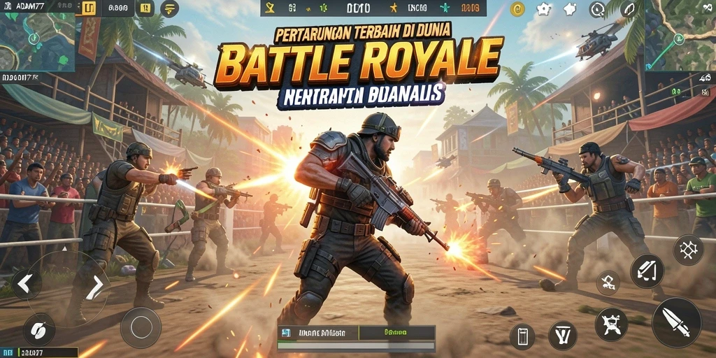 Screenshot menampilkan pertarungan seru di arena Battle Royale.