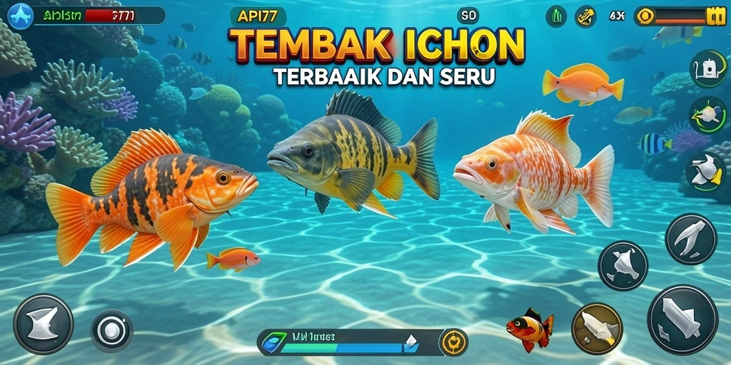 Tampilan gameplay menembak ikan yang seru dan dinamis.