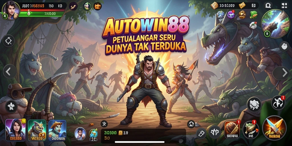 Screenshot utama AUTOWIN88 menampilkan karakter dalam aksi petualangan yang mendebarkan.