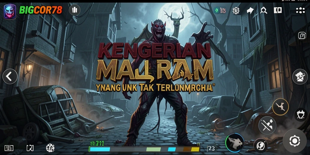 Screeenshot gameplay <strong>BIGCOR78</strong> yang menampilkan suasana mencekam di dalam hutan.