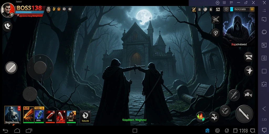 Screenshot gameplay BOS138 yang menampilkan suasana mencekam dan menyeramkan.