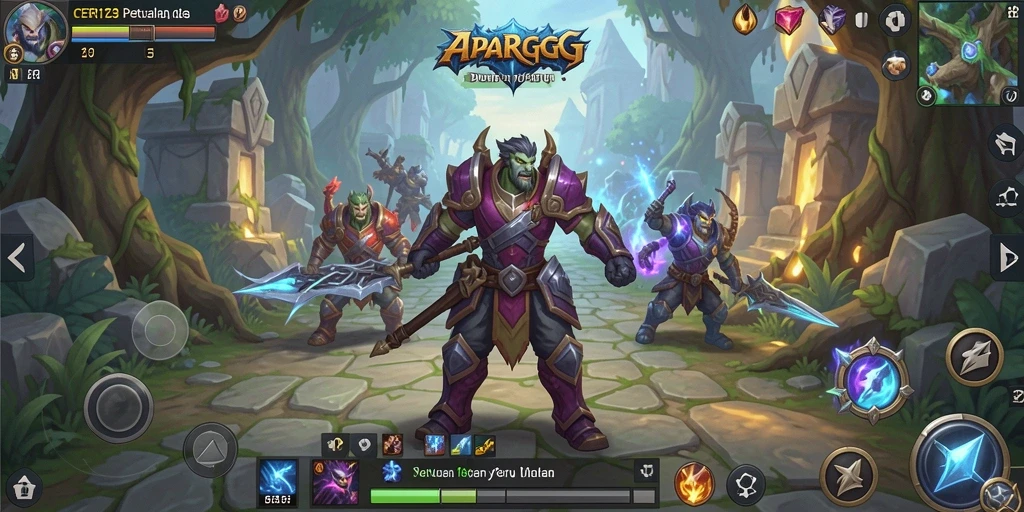 Screenshot gameplay CERI123 menampilkan aksi pertempuran seru di dunia fantasi.