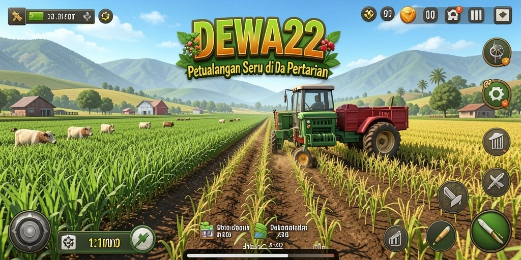 Screenshot gameplay DEWA22 dengan aktivitas pertanian yang seru.