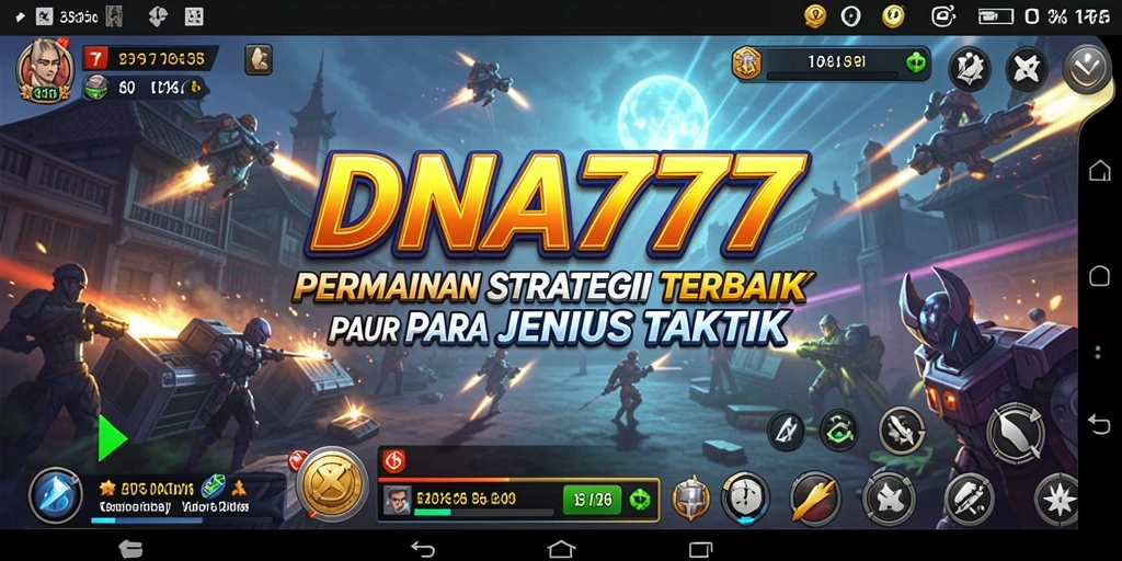 Screenshot utama menunjukkan pertempuran strategis yang menegangkan dalam DNA777.