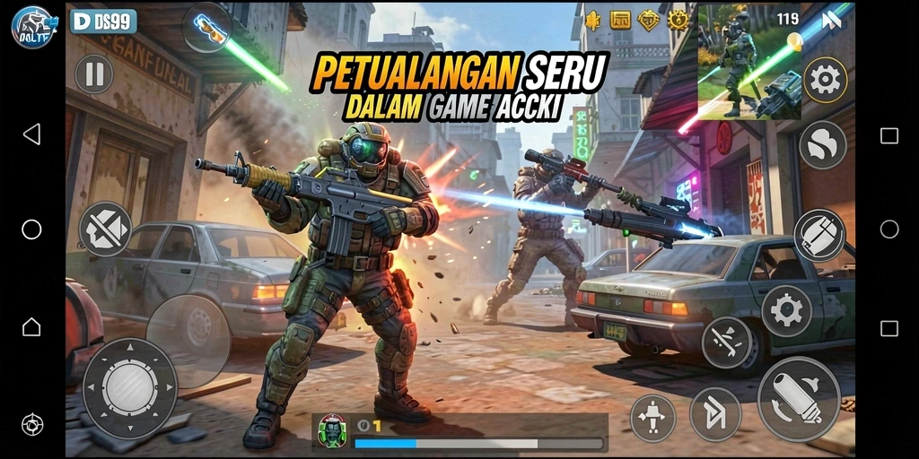 Gameplay action yang mendebarkan di DS99 dengan pertempuran yang intens.