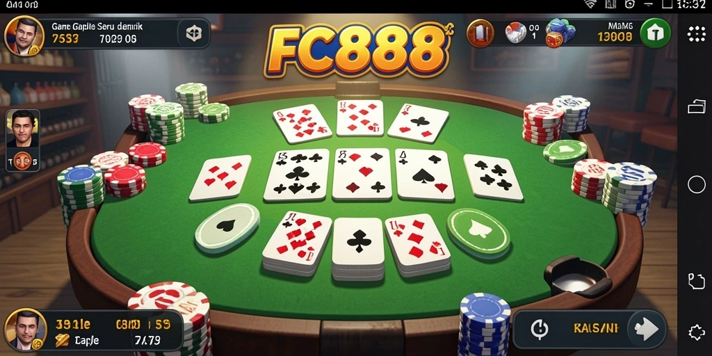Tampilan gameplay seru dalam FC888, menampilkan permainan Gaple.