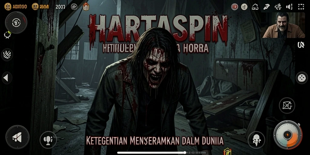 Tampilan menyeramkan HARTASPIN saat gameplay penuh ketegangan.