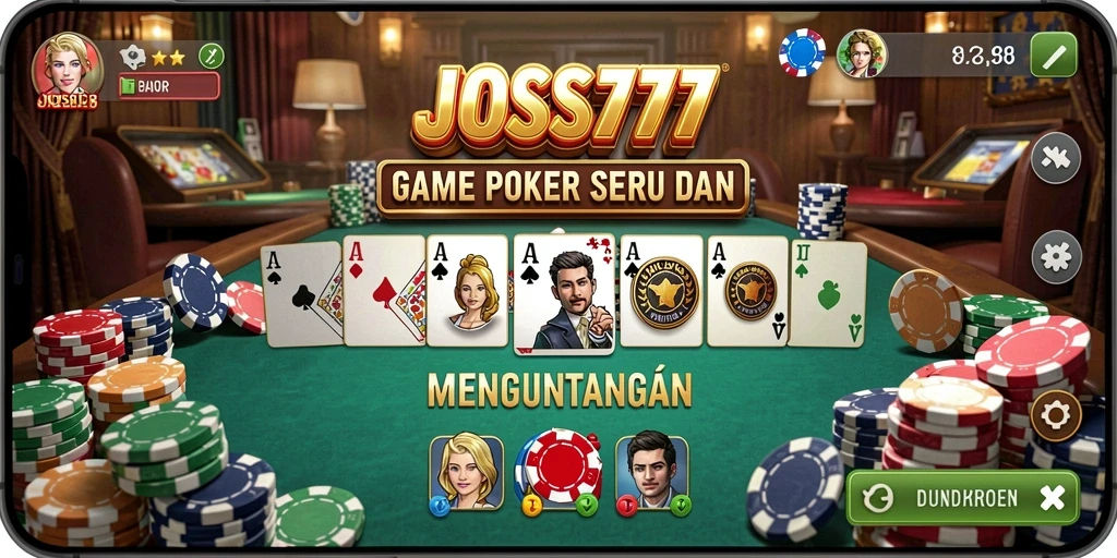 Tampilan gameplay Poker yang seru di JOSS777.