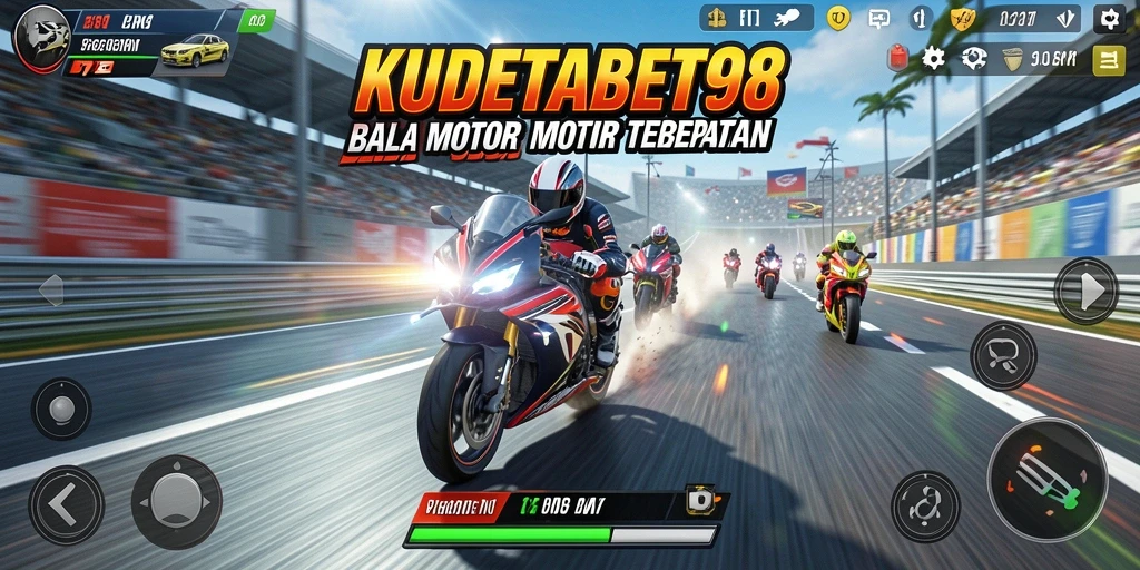 Tampilan gameplay seru dari KUDETABET98 yang menunjukkan balapan motor.