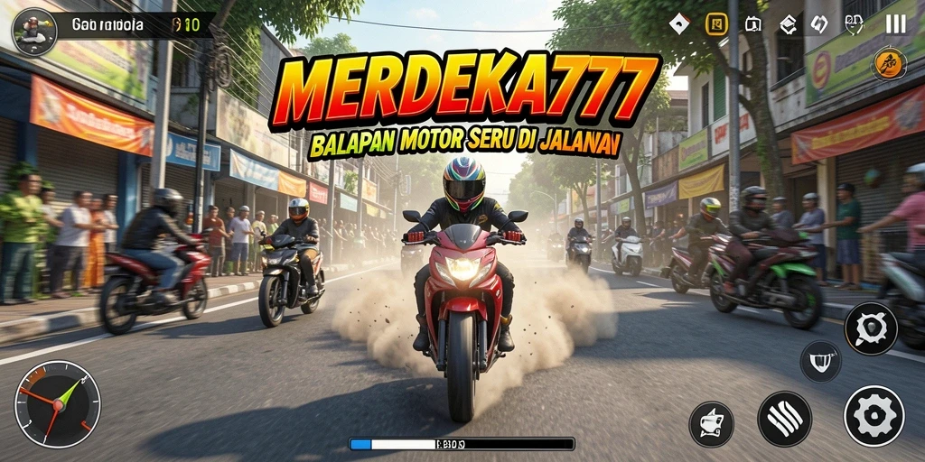 Tampilan gameplay menyenangkan dengan balapan motor yang seru.