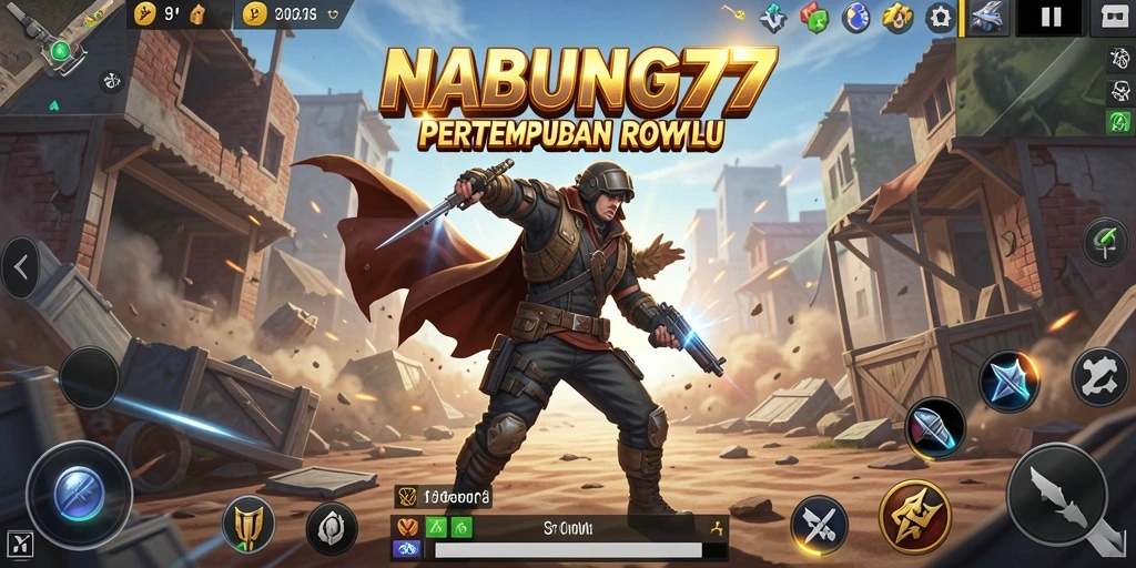Tampilan gameplay seru dalam NABUNG77, penuh aksi pertempuran.