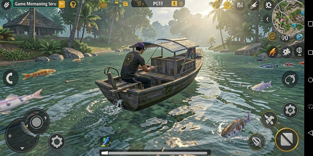 Tangkapan ikan dalam gameplay PG11 yang mengasyikkan dan realistis.