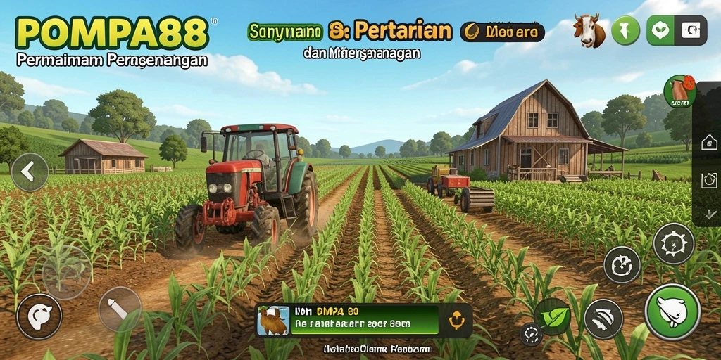 Screenshot gameplay POMPA88 yang menampilkan aktivitas bertani yang seru.