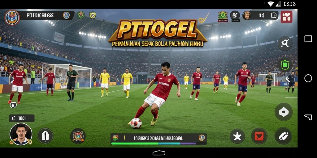 Tampilan game PTTOGEL dengan aksi seru di lapangan sepak bola.