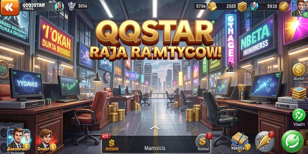 Screenshot gameplay <strong>QQSTAR</strong> menampilkan pengelolaan bisnis yang seru dan menantang.