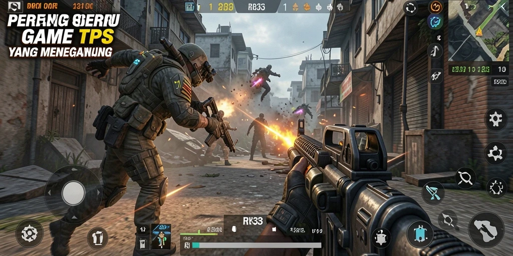 Screenshot gameplay RR33 dengan aksi pertempuran seru dan strategis.