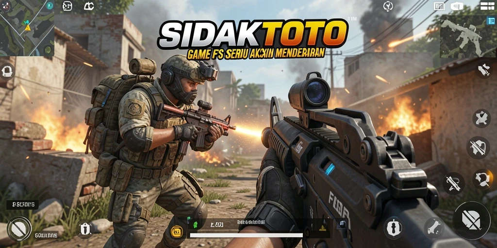 Screenshot gameplay SIDAKTOTO menampilkan aksi tembak-menembak yang seru.