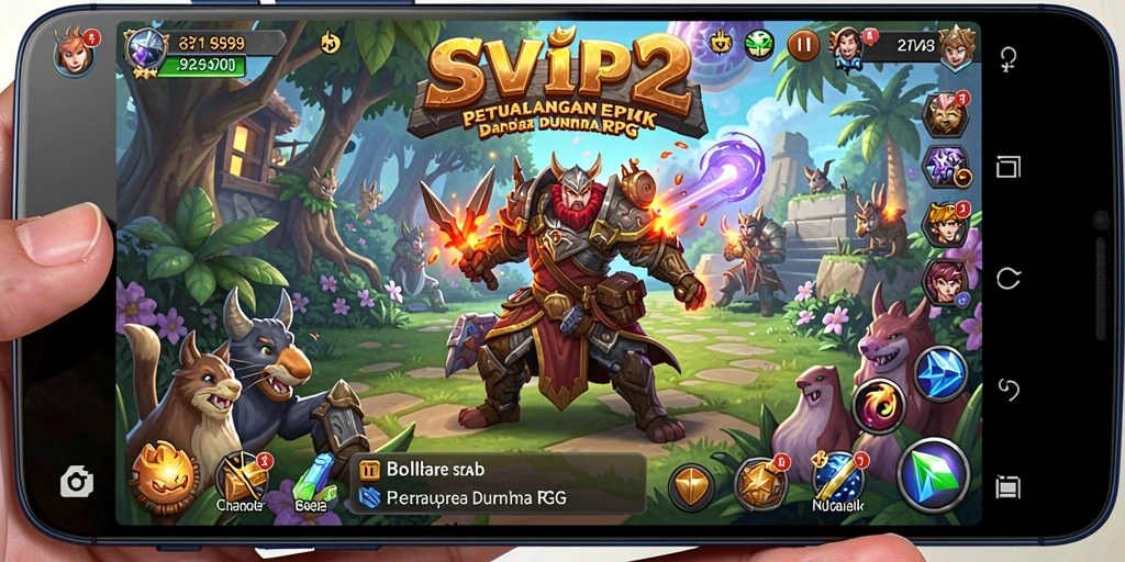 Screenshot gameplay SVIP2 menampilkan aksi pertempuran intens di dunia RPG.