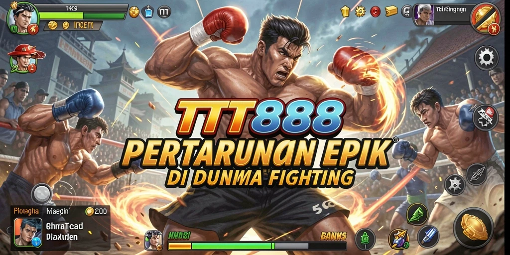 Screenshot utama TTT888 menampilkan pertarungan seru antara karakter.